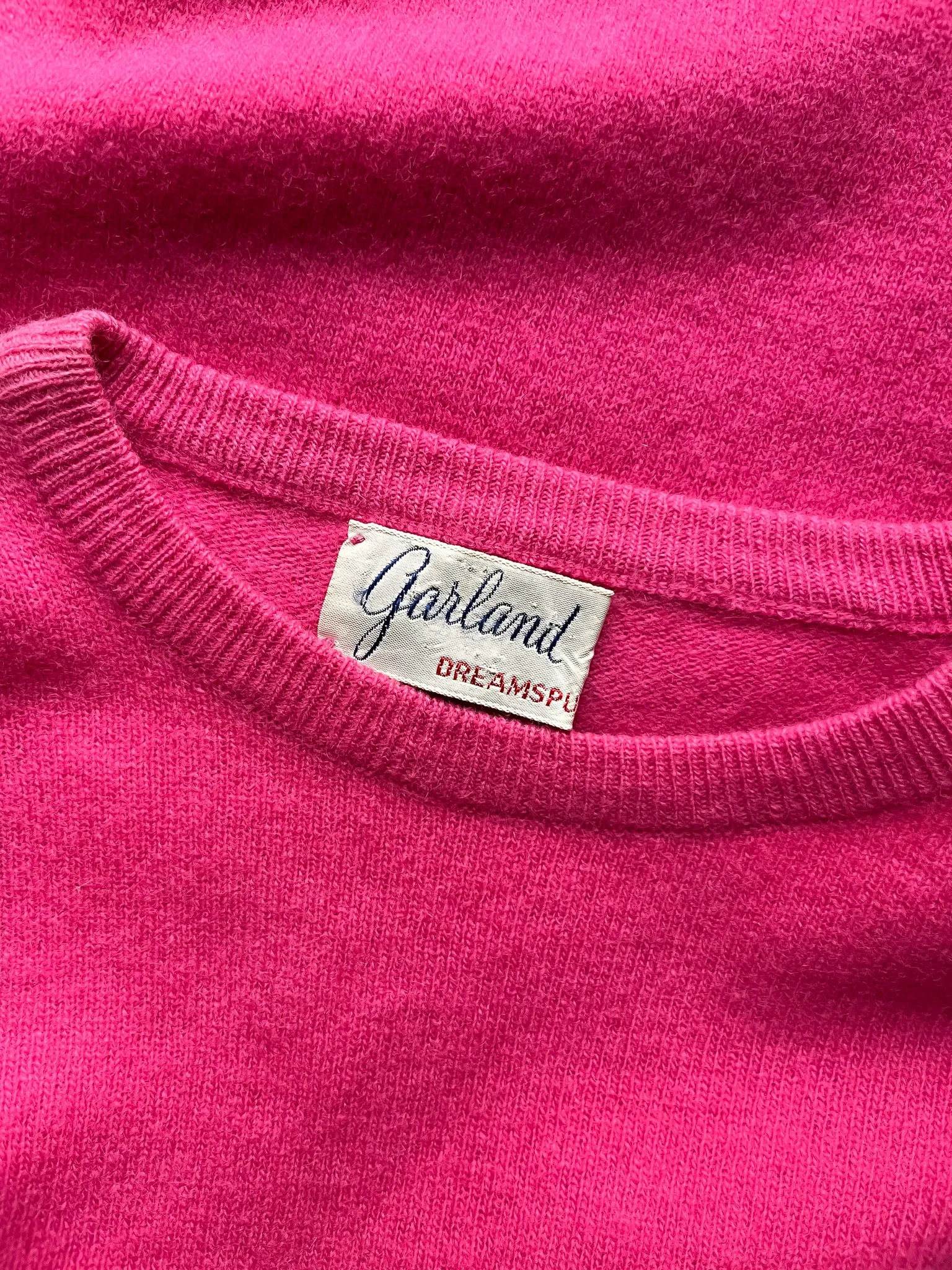 1950's Soft Lambswool Hot Pink Knit Pullover Sweater By Garland / Medium