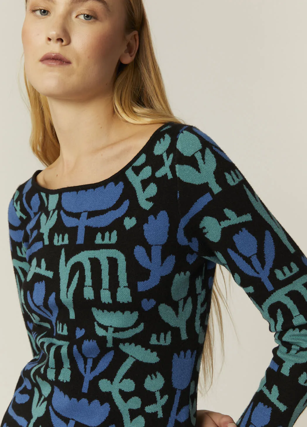 Abstract Tulip Sweater Dress