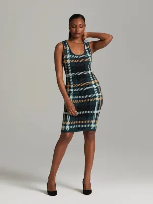 Aerith Plaid Sleeveless Sweater Dress