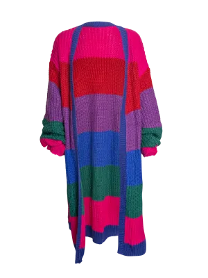 Alana Kay Tony Striped Open Front Cardigan (Oversized)