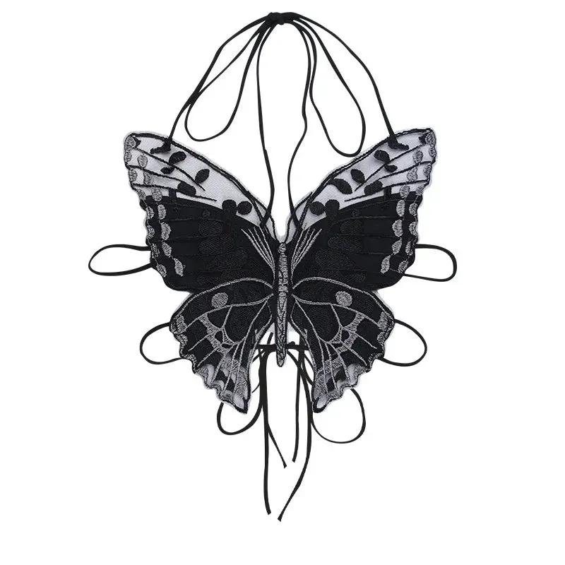 Alternative Gothic Schmetterlings-Cami mit Rückenfrei-Spitze