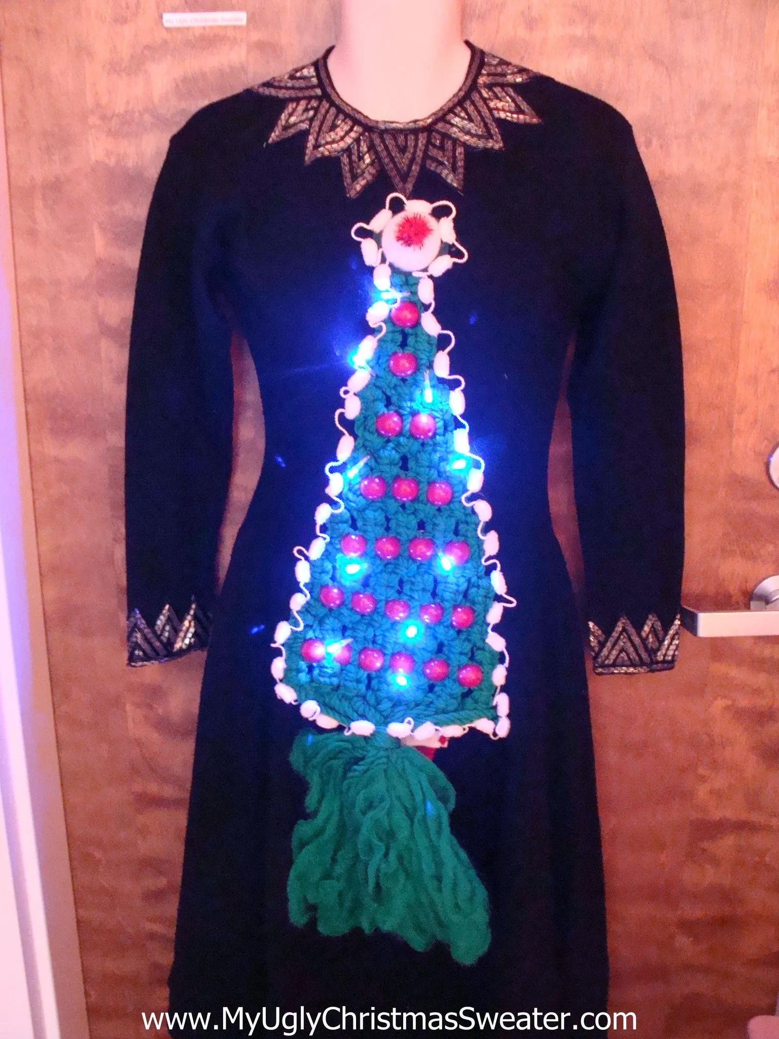 Amazing Ugly Christmas Sweater Party Dress with Lights Size S