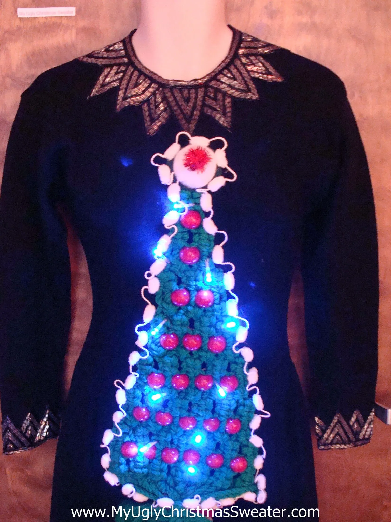 Amazing Ugly Christmas Sweater Party Dress with Lights Size S
