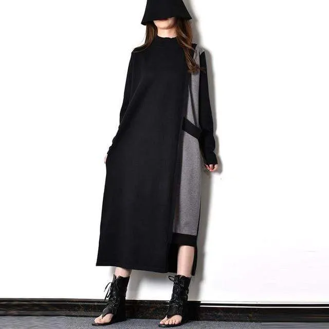 Black & Grey Oversized Sweater Dress | Millennials