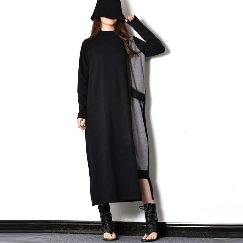 Black & Grey Oversized Sweater Dress | Millennials