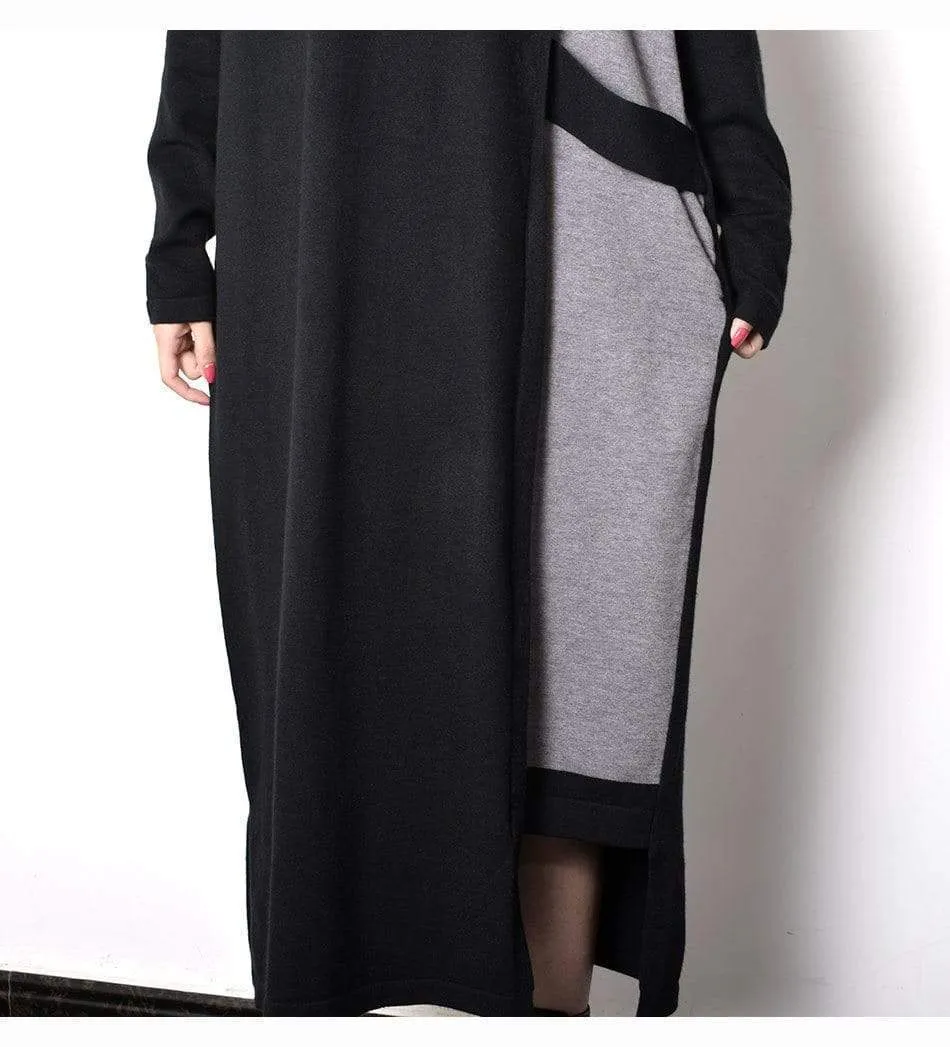 Black & Grey Oversized Sweater Dress | Millennials