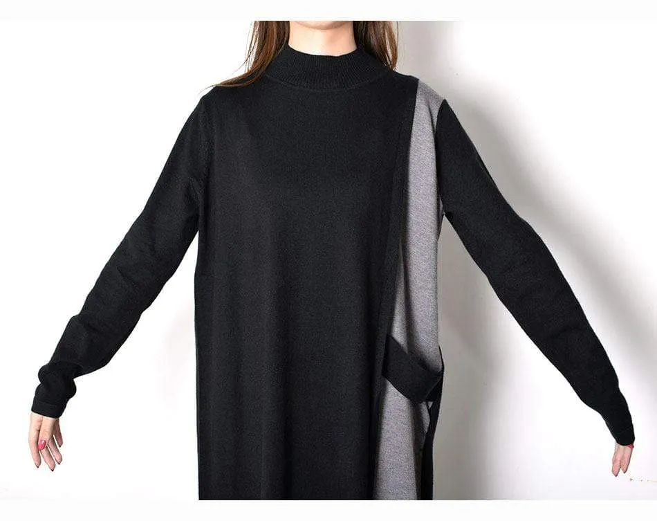 Black & Grey Oversized Sweater Dress | Millennials