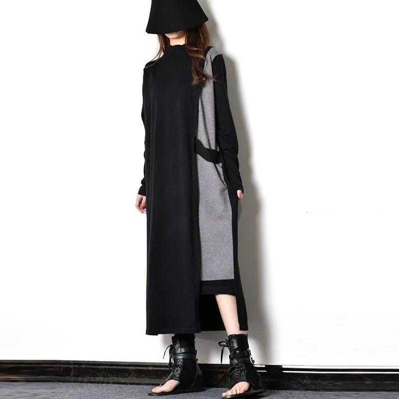 Black & Grey Oversized Sweater Dress | Millennials