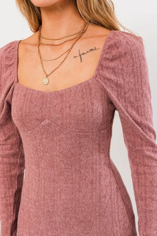 Bodycon Mini Sweater Dress in Pink
