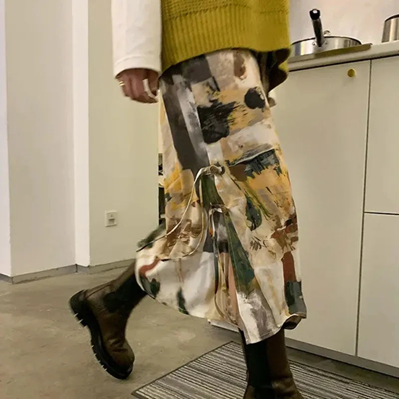 Bunte fairy-grunge Tie-Dye Midi-Rock für alternative Fashion