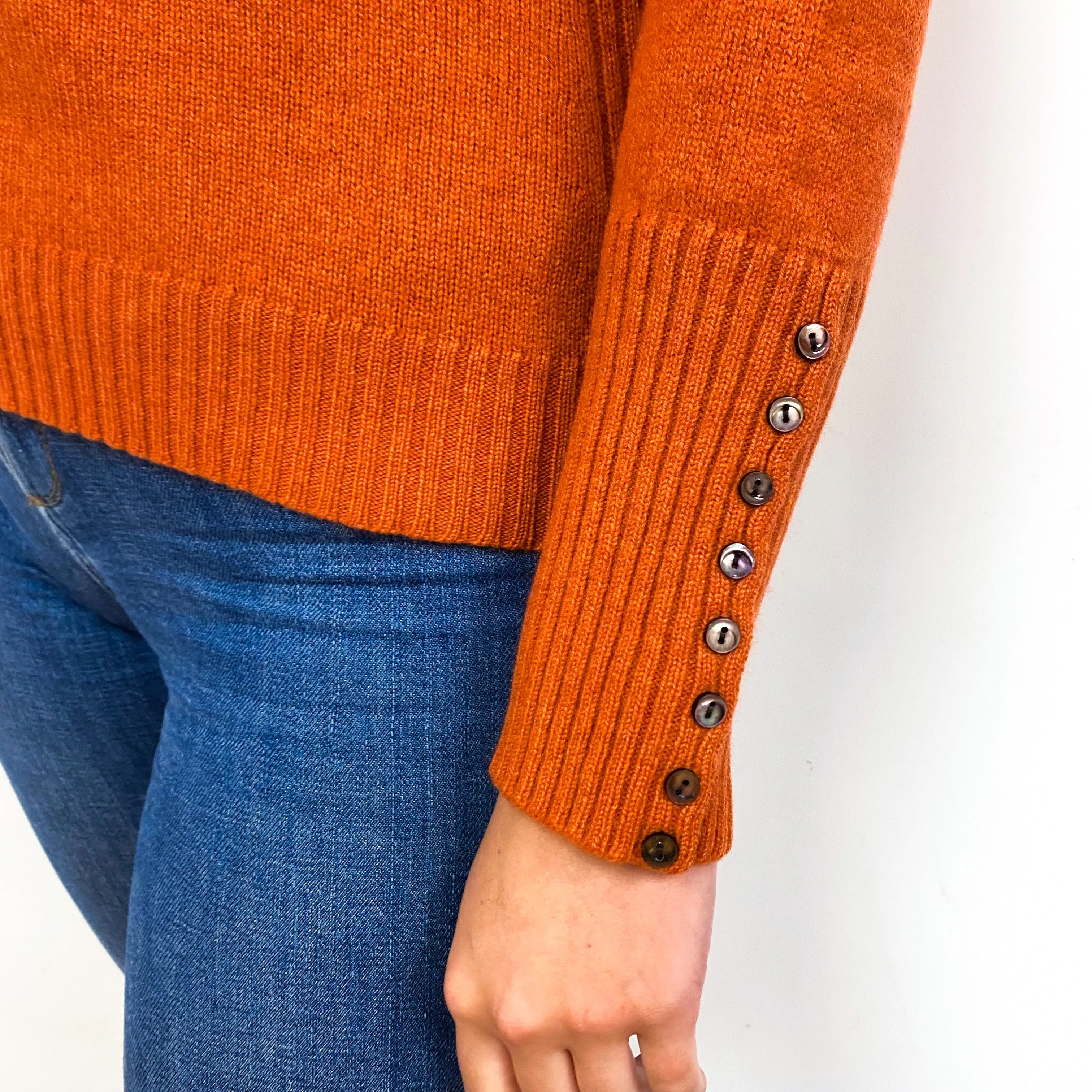 Burnt Orange Heavy Cashmere Polo Neck Jumper Small