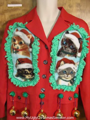 Crazy Cat Lady Ugly Christmas Sweater Party Dress Size 14