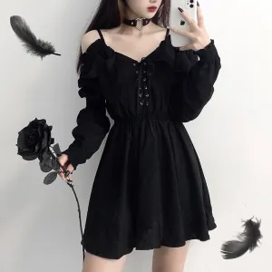 'Deadbeat' Black Grunge Dress