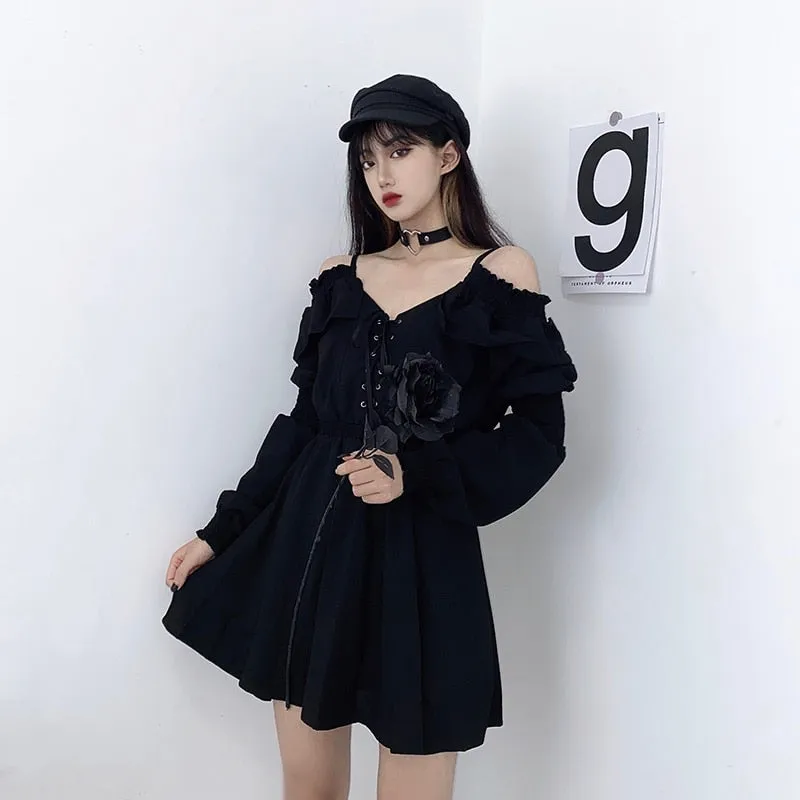 'Deadbeat' Black Grunge Dress
