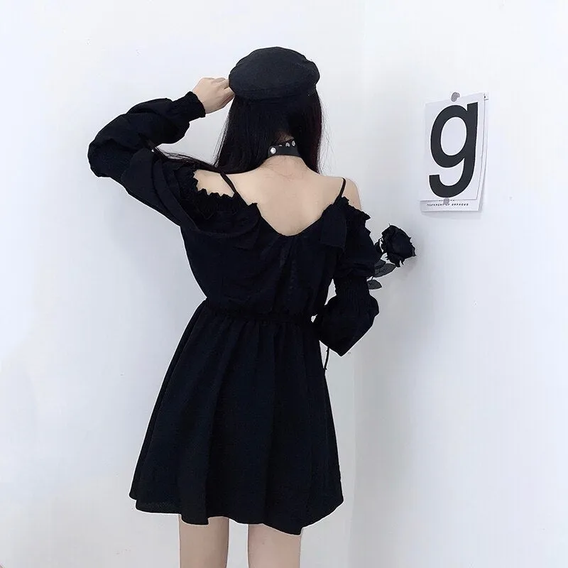 'Deadbeat' Black Grunge Dress