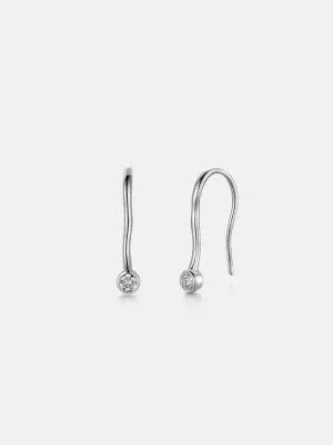 Diamond Solitaire Silver Stud Earrings