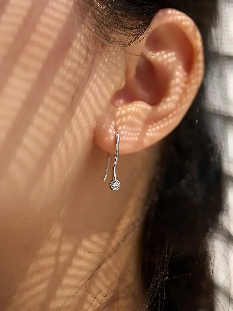 Diamond Solitaire Silver Stud Earrings