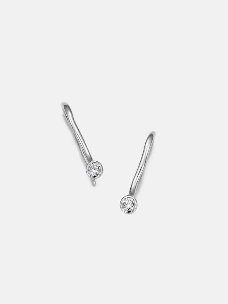 Diamond Solitaire Silver Stud Earrings