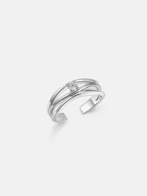 Diamond Triple Silver Stacking Ring