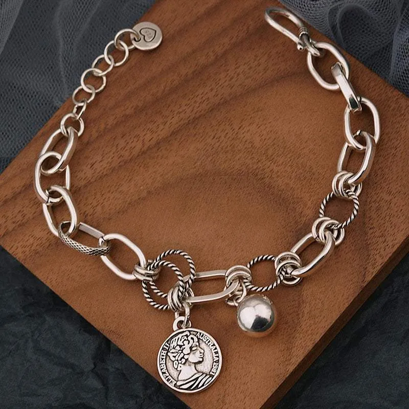 e-girl Armband Medaillon Silberfarbe
