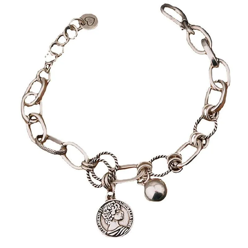 e-girl Armband Medaillon Silberfarbe