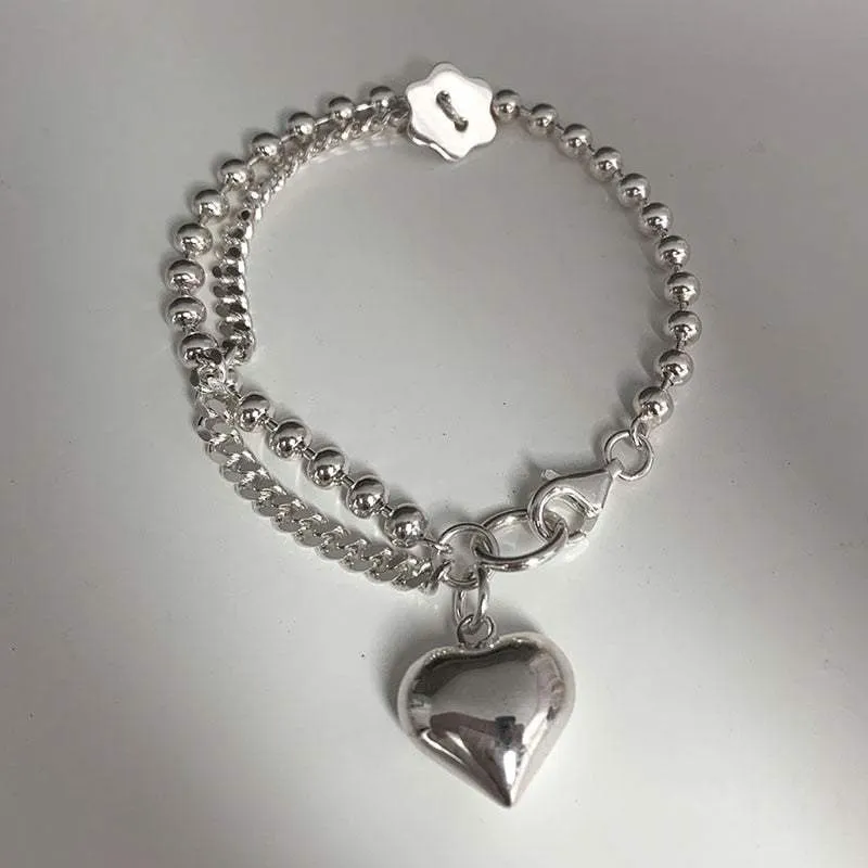 e-girl armband silber für frauen herzanhänger