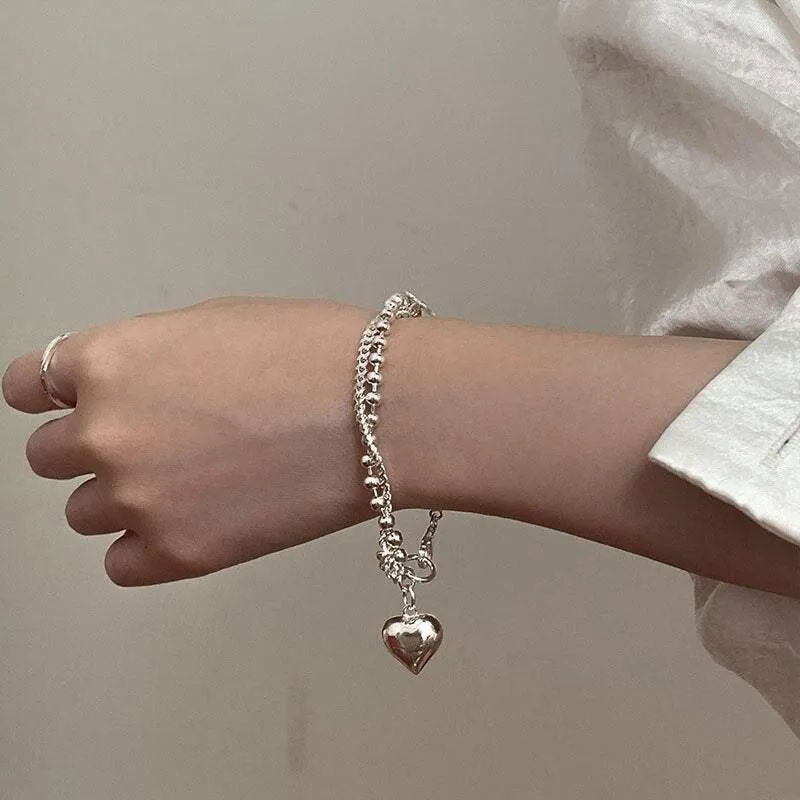 e-girl armband silber für frauen herzanhänger