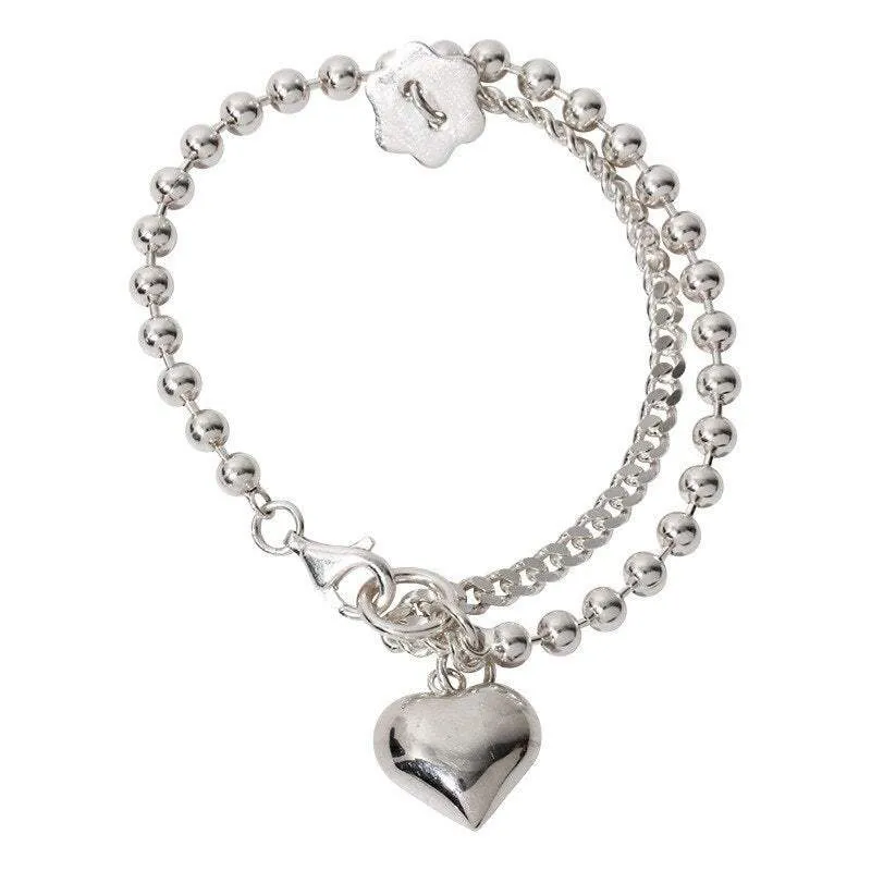 e-girl armband silber für frauen herzanhänger