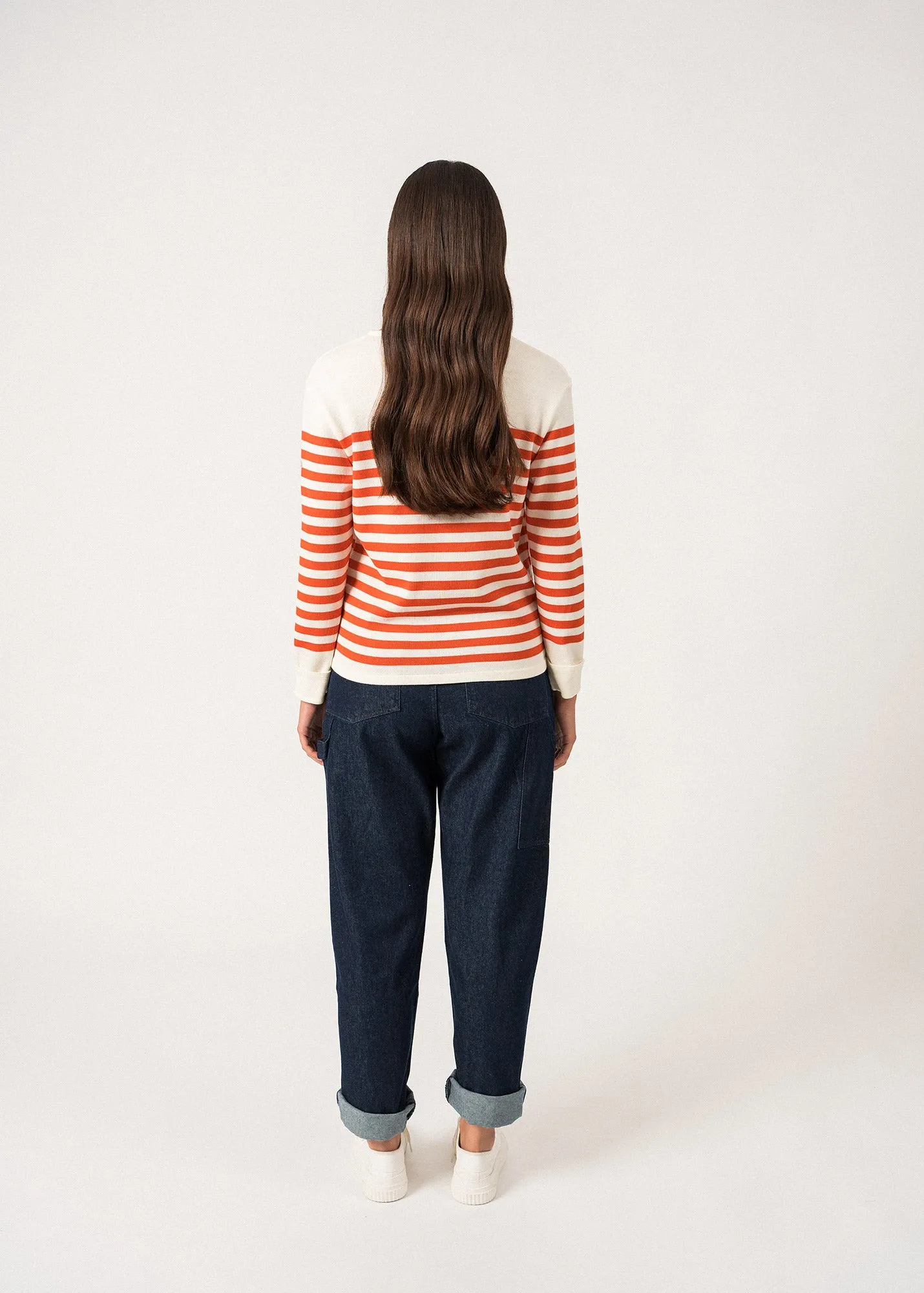 Ecrins Striped Jumper - in soft wool (ECUME/BASKET)