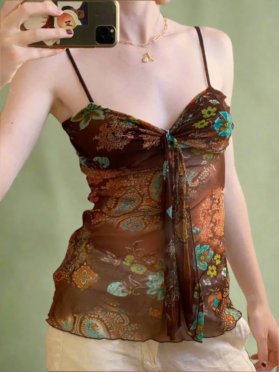 Fairycore Mesh Spaghetti Strap Top