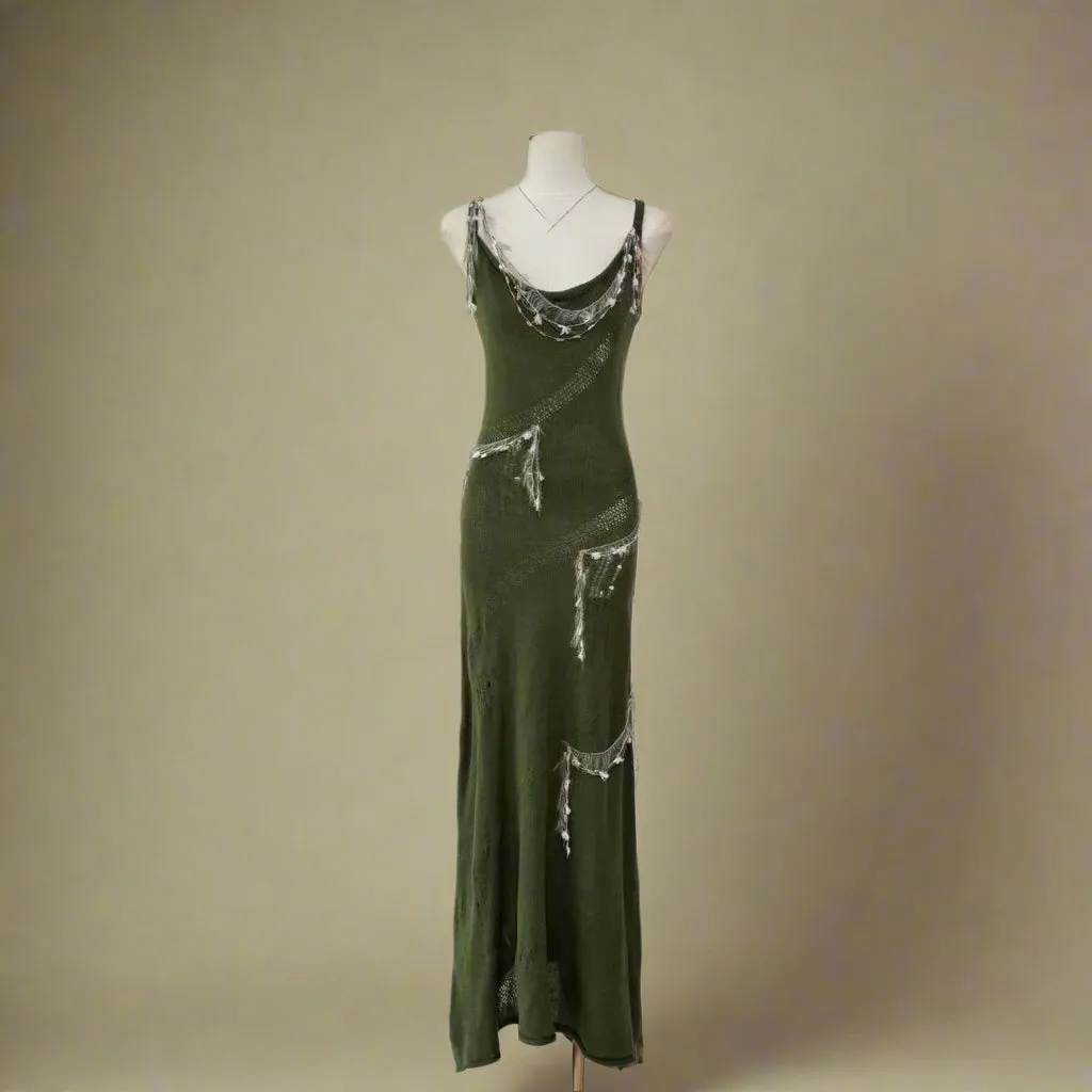 Fairycore Tattered Forest Midi Dress