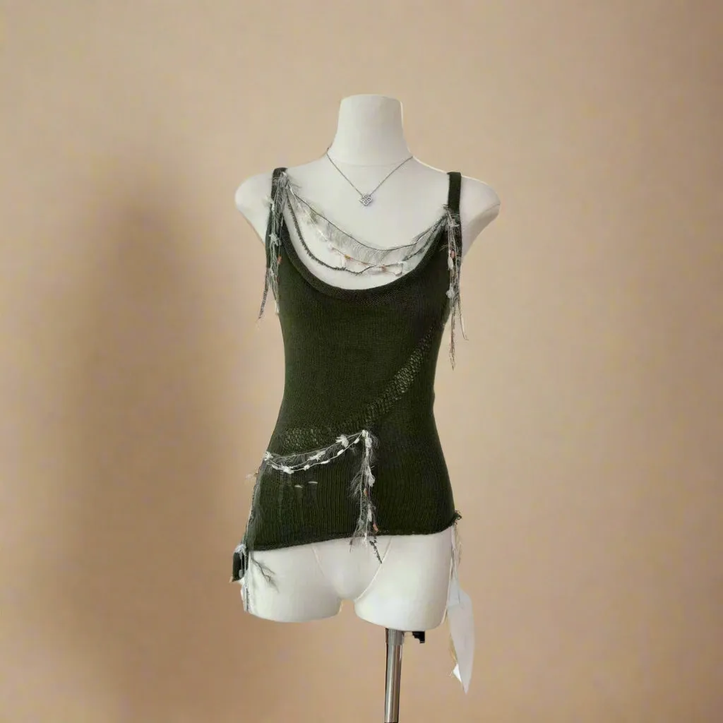 Fairycore Tattered Forest Midi Dress