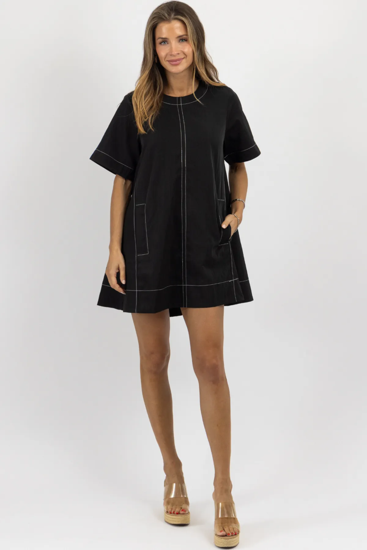 FELIZ BLACK CONTRAST MINI DRESS