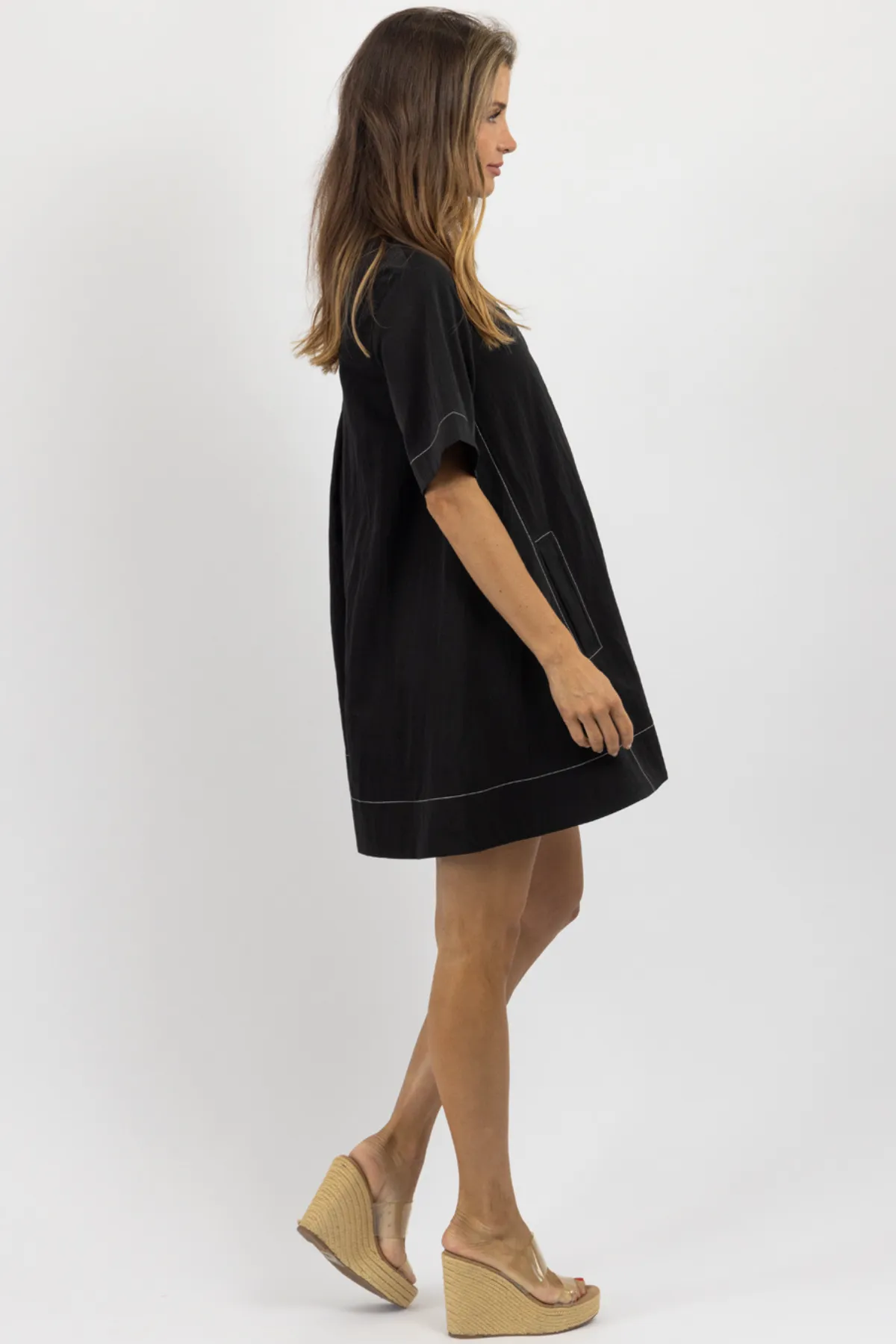 FELIZ BLACK CONTRAST MINI DRESS