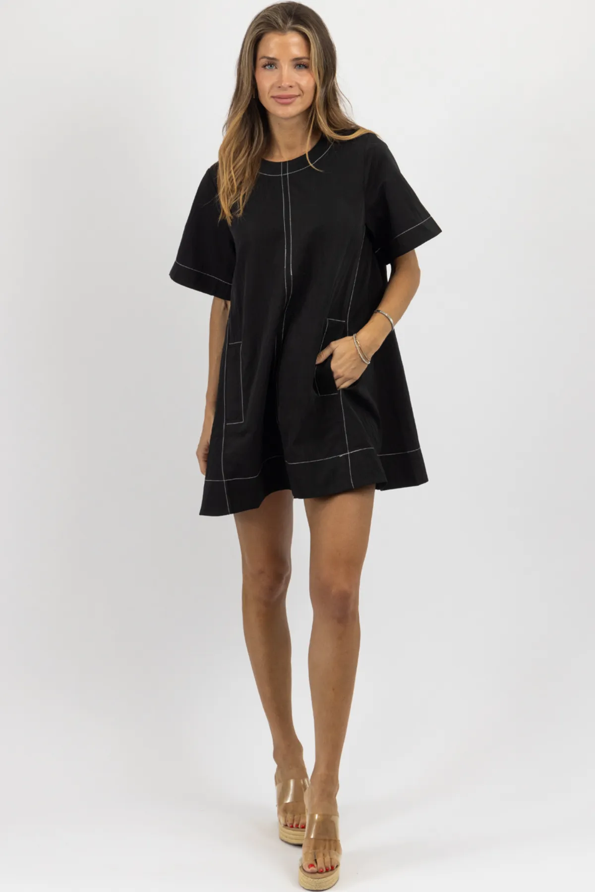 FELIZ BLACK CONTRAST MINI DRESS