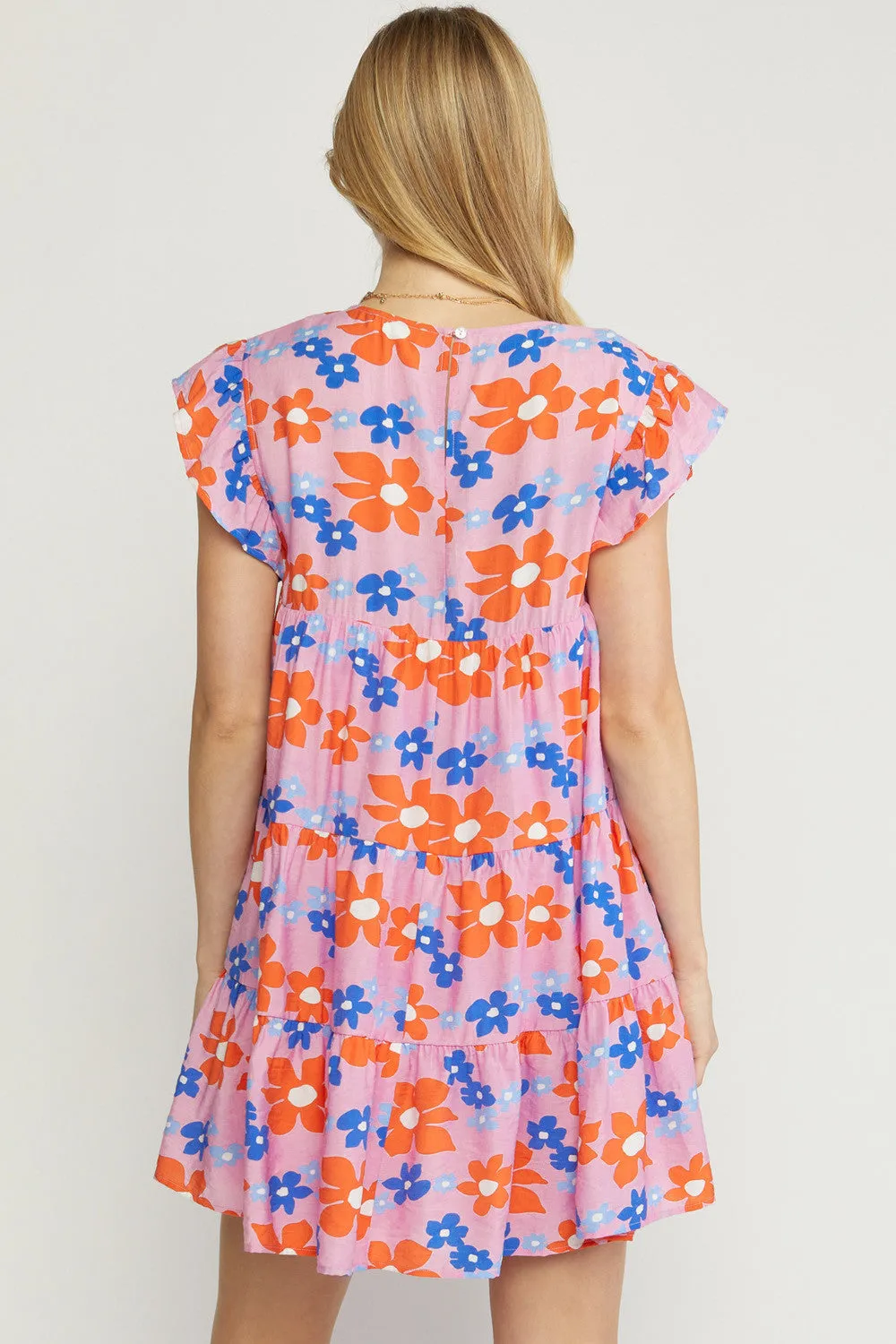Floral Tiered Babydoll Dress, Pink