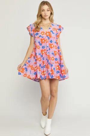 Floral Tiered Babydoll Dress, Pink