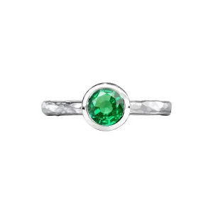 Hammered Twinkle Ring Garnet, Size M - Silver - TWR26-S-GG-M