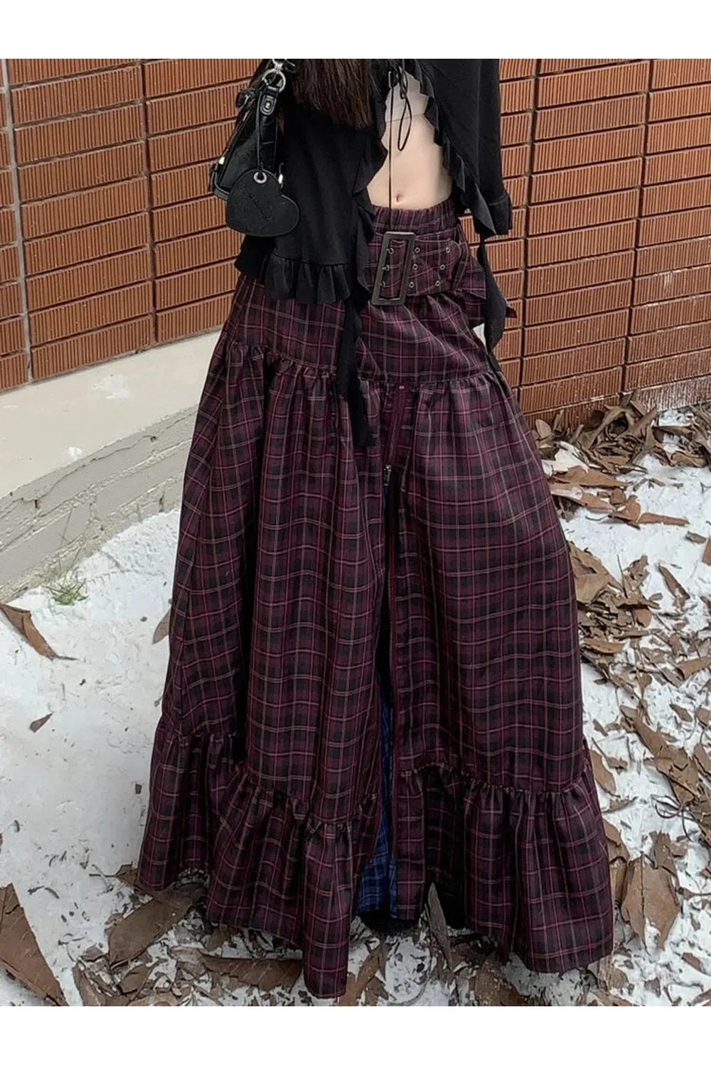 Harajuku Plaid Maxi Skirt