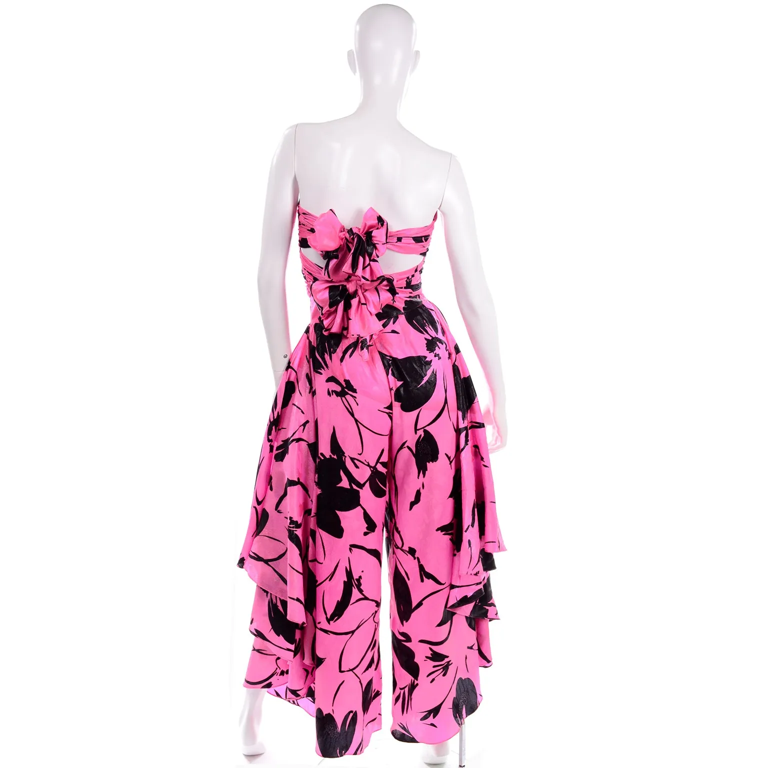 Jean-Louis Scherrer Pink & Black Wide Leg Pants & Bandeau Evening Dress Alternative