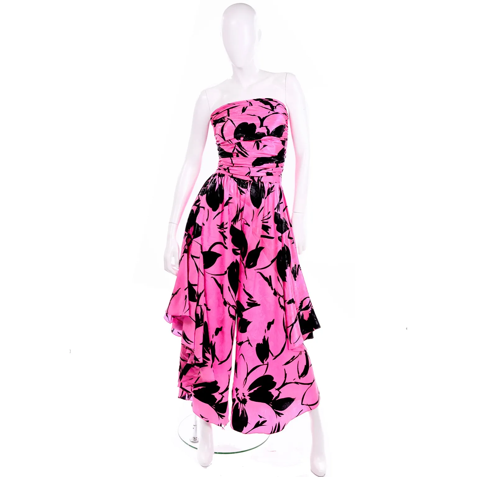 Jean-Louis Scherrer Pink & Black Wide Leg Pants & Bandeau Evening Dress Alternative