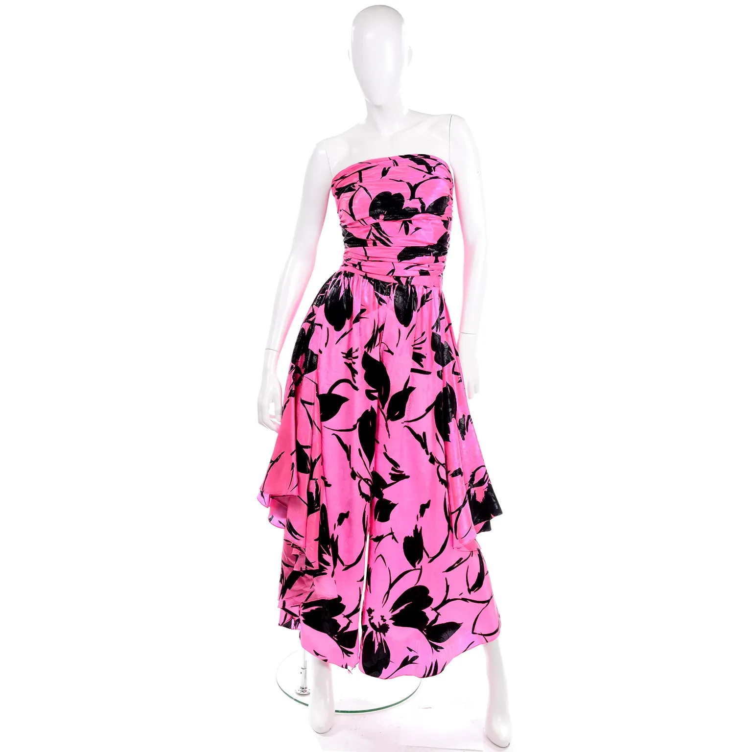 Jean-Louis Scherrer Pink & Black Wide Leg Pants & Bandeau Evening Dress Alternative