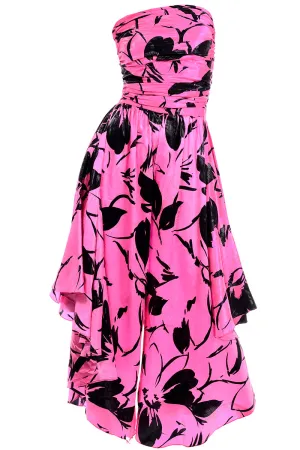 Jean-Louis Scherrer Pink & Black Wide Leg Pants & Bandeau Evening Dress Alternative
