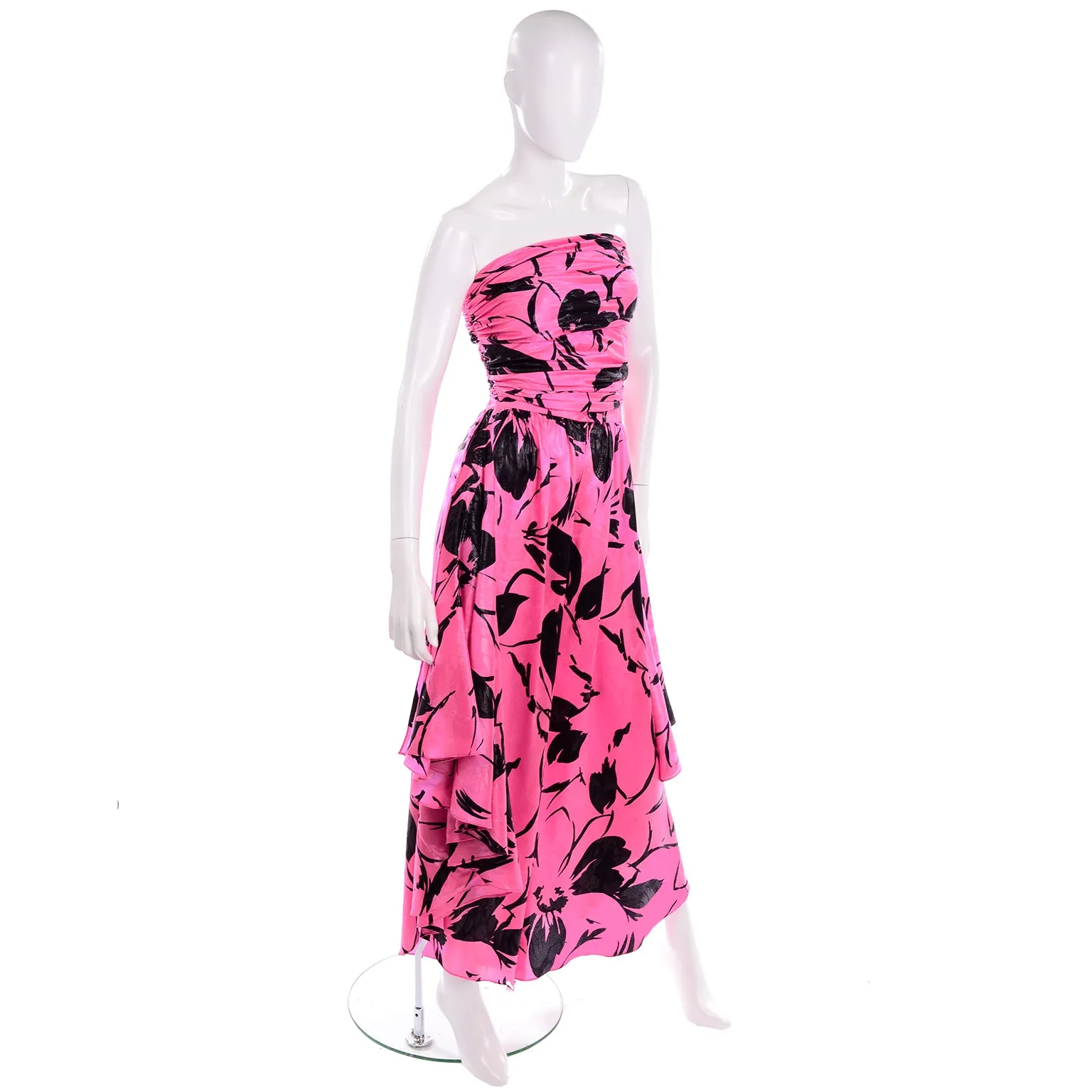 Jean-Louis Scherrer Pink & Black Wide Leg Pants & Bandeau Evening Dress Alternative