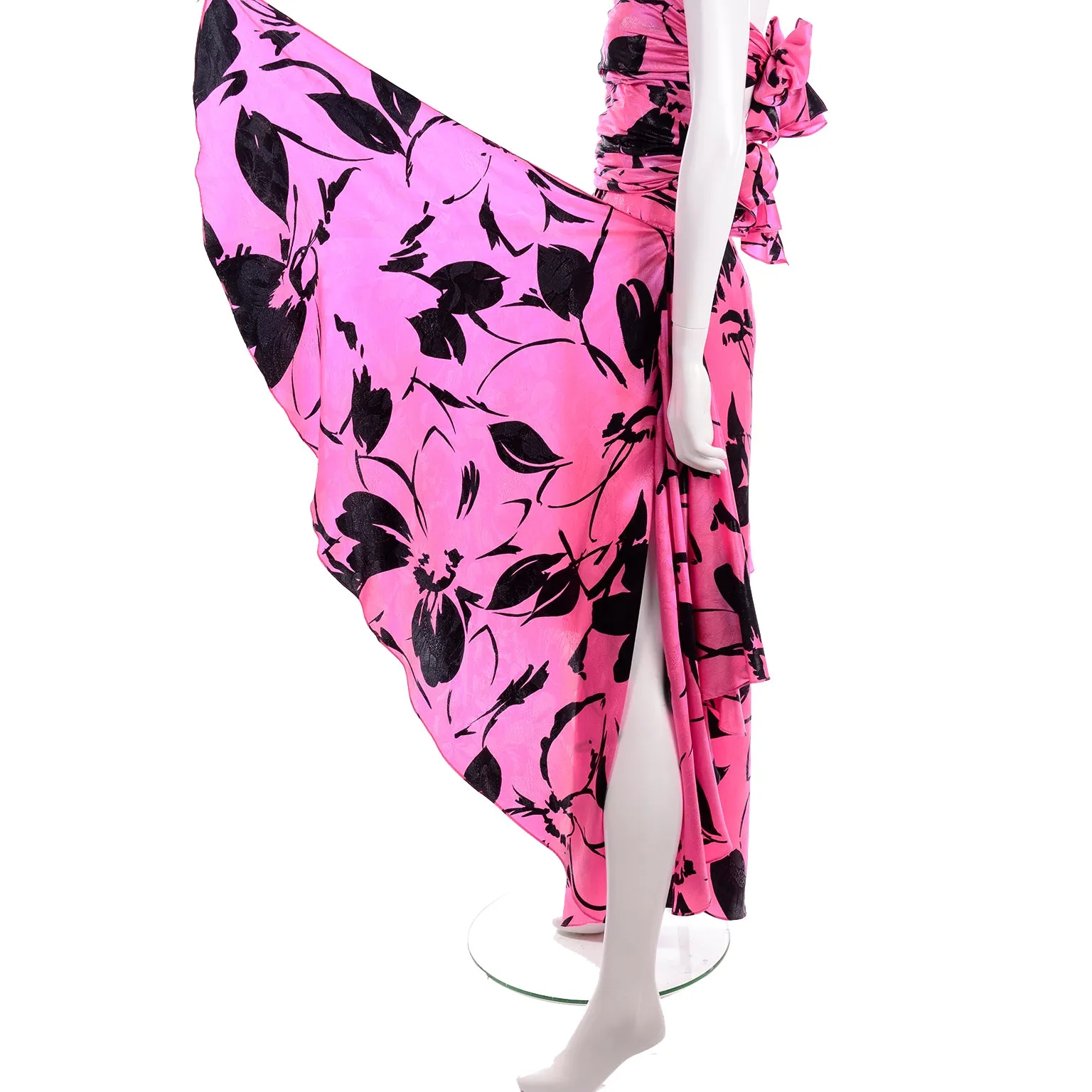 Jean-Louis Scherrer Pink & Black Wide Leg Pants & Bandeau Evening Dress Alternative