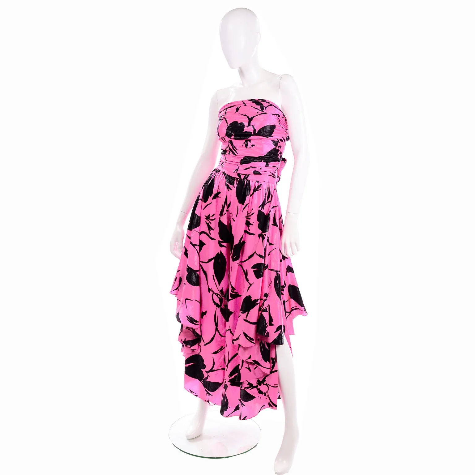 Jean-Louis Scherrer Pink & Black Wide Leg Pants & Bandeau Evening Dress Alternative