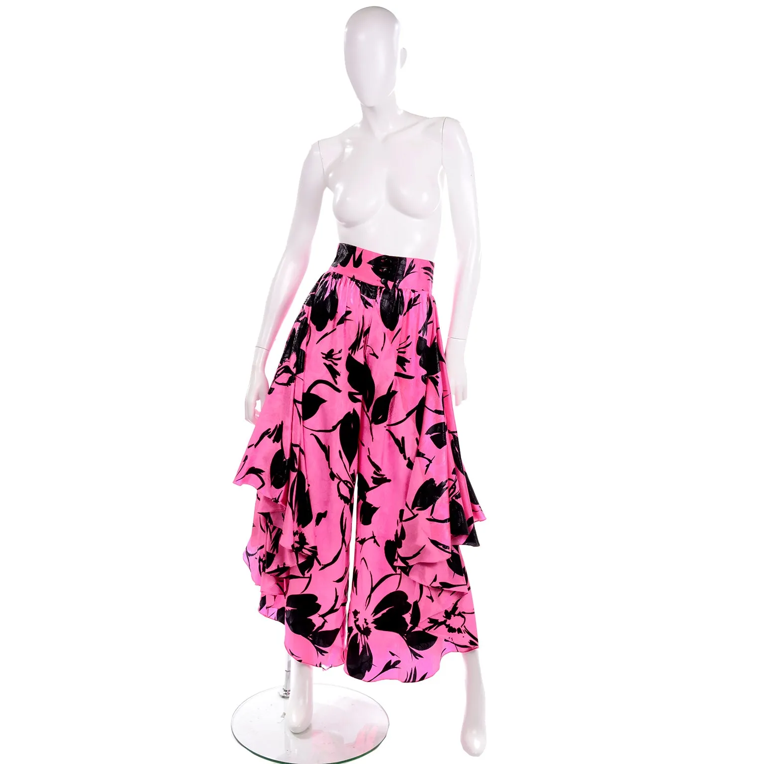 Jean-Louis Scherrer Pink & Black Wide Leg Pants & Bandeau Evening Dress Alternative