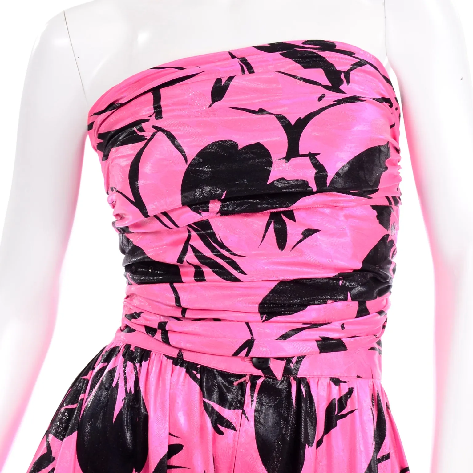 Jean-Louis Scherrer Pink & Black Wide Leg Pants & Bandeau Evening Dress Alternative