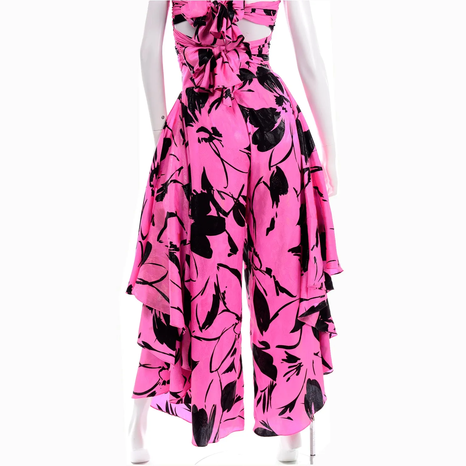Jean-Louis Scherrer Pink & Black Wide Leg Pants & Bandeau Evening Dress Alternative