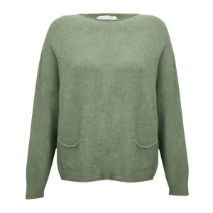 Jodie Round Neck Jumper in Olive Green